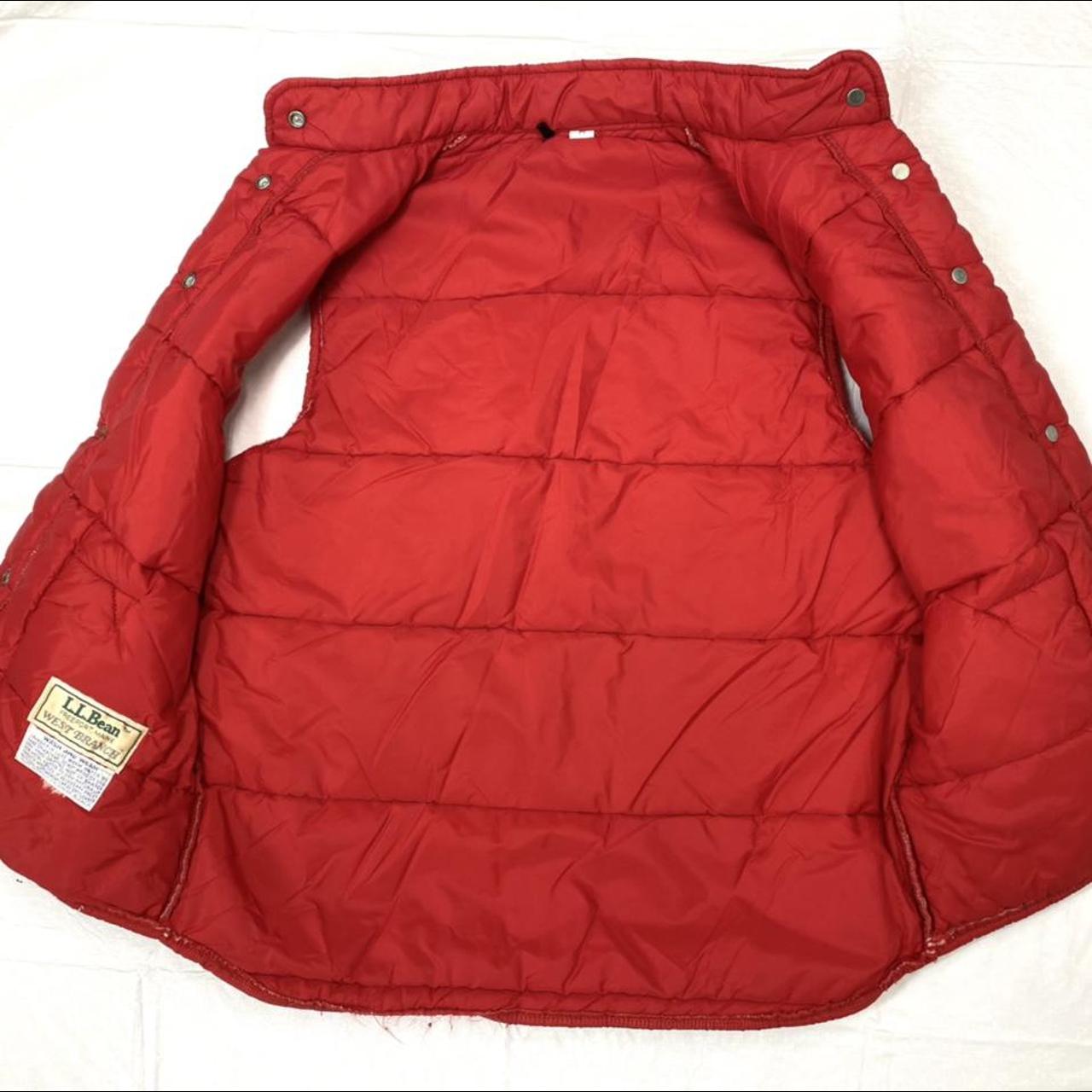 80s〜 LLBean Down Vest WEST BRANCH US 1980s LL Bean, West Branch puffer vest, red with 2 | Depop