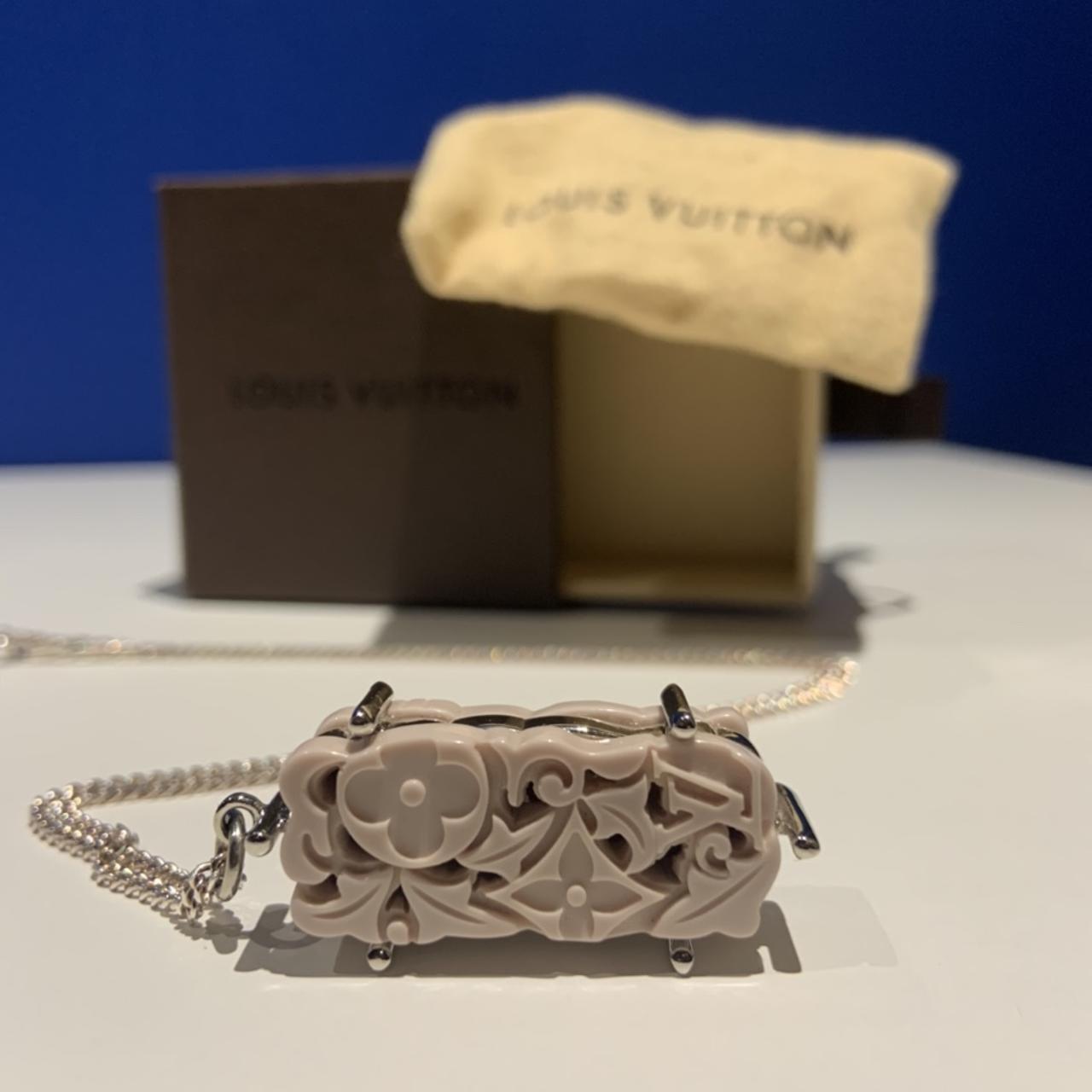 Louis Vuitton leather choker necklace with silver - Depop