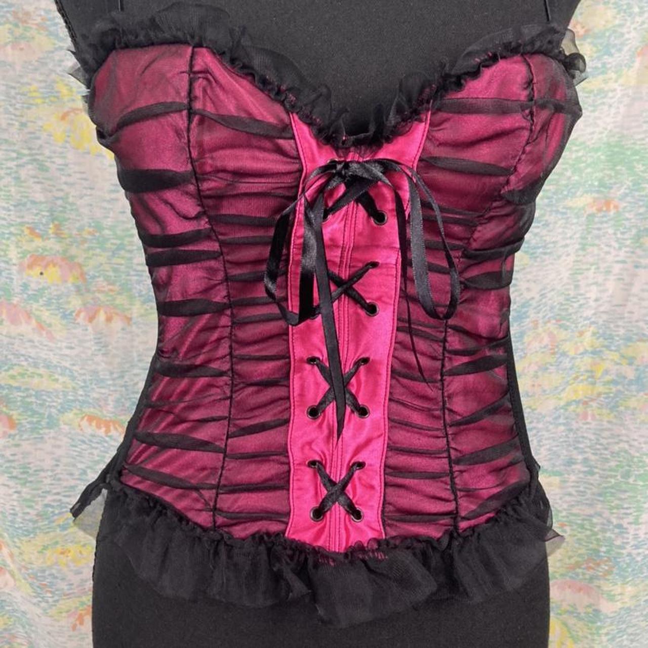 💖HOT PINK CORSET💖 bright pink lace up corset top... - Depop