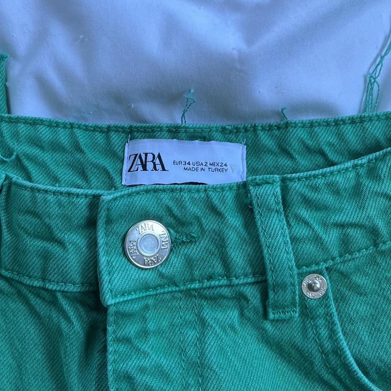 high waisted green zara jeans🤍 so so cute! fits the... Depop