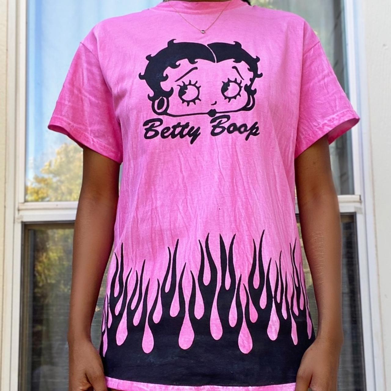 Betty Boop Pink Flame Shirt 👚🖤 1/1 Fire Top Made - Main Image