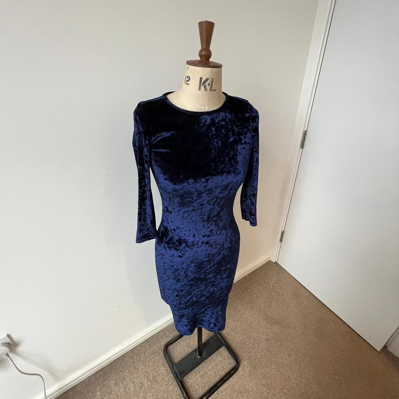 Navy velvet dress store topshop