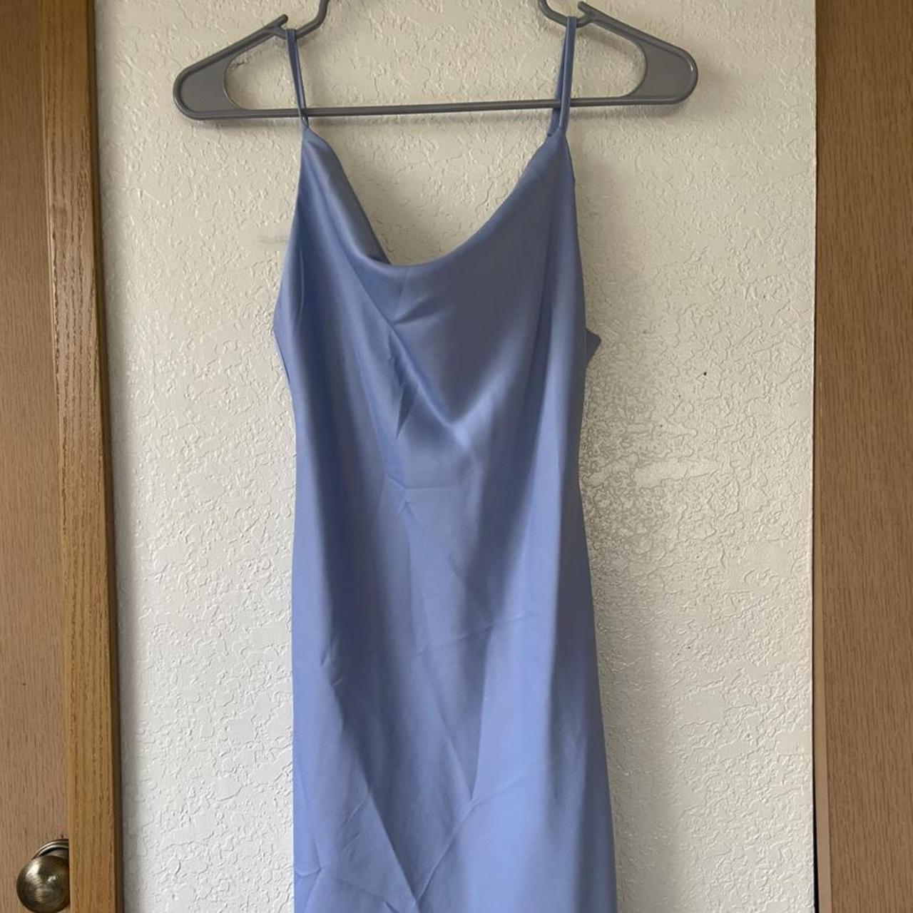 URBAN OUTFITTERS COWL NECK SATIN DRESS - light blue... - Depop