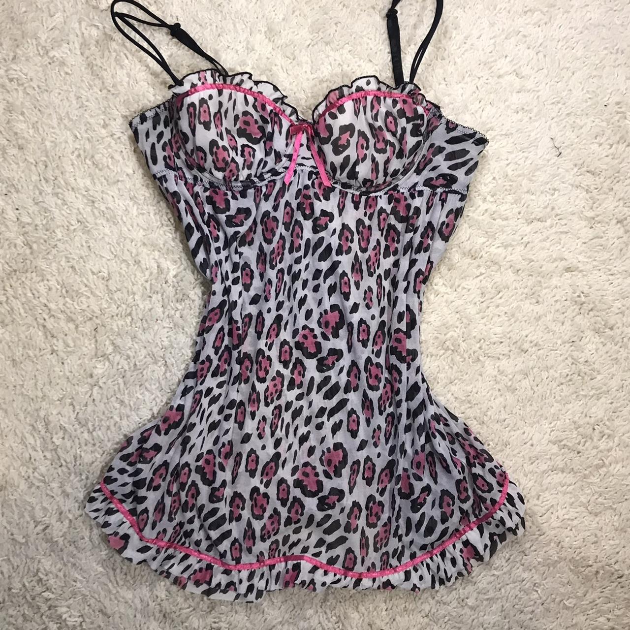 🖤💞PINK LEOPARD PRINT BUSTIER SLIP DRESS WITH... - Depop