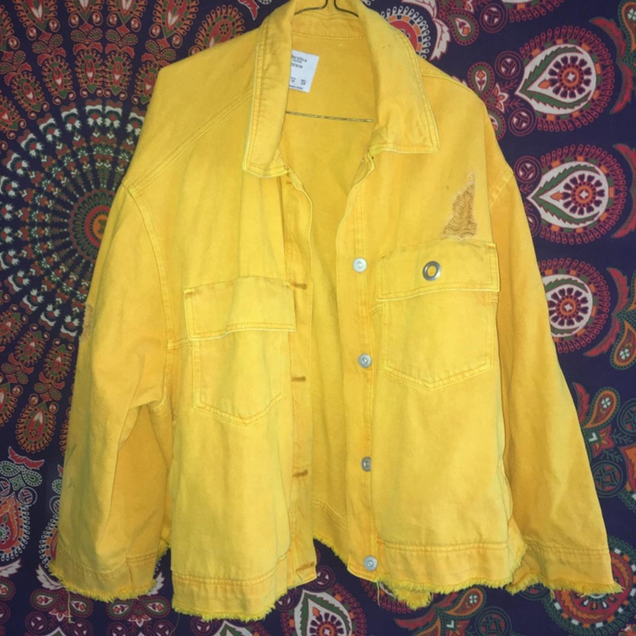 Yellow Jean Jacket Size: Medium Slightly used - Depop