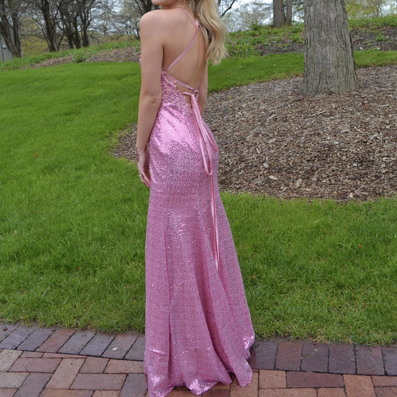 Beautiful Pink Sequin Prom Dress💗 Backless Mermaid Depop 9445