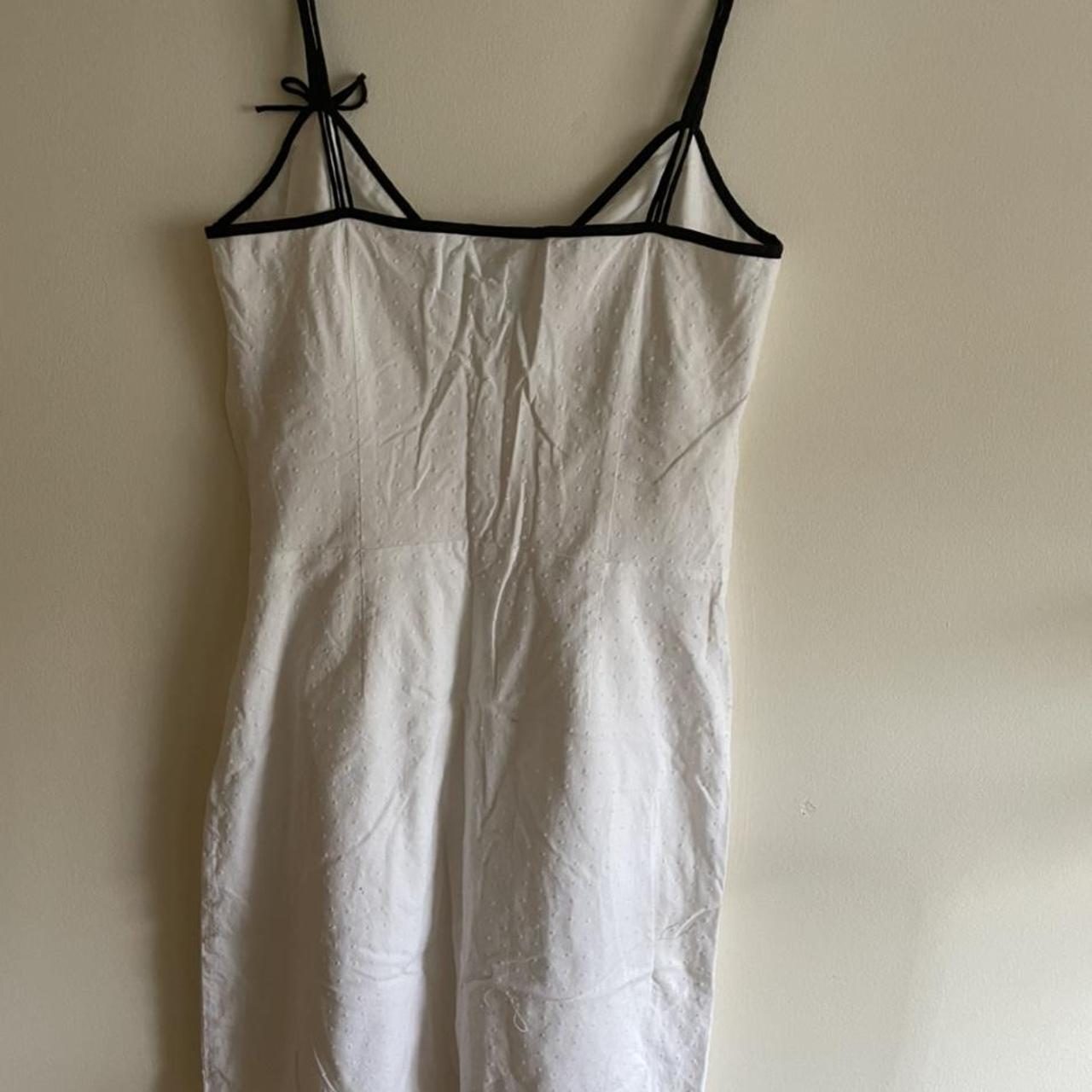 Vintage kookai white dress with black stitching;... - Depop