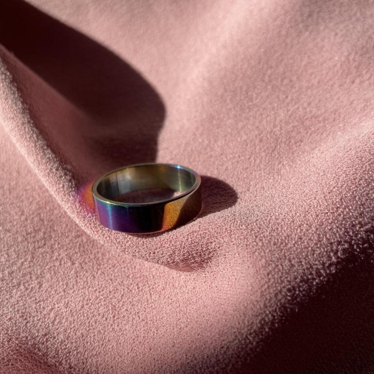 Holographic ring - size 8 - will never tarnish/ - Depop