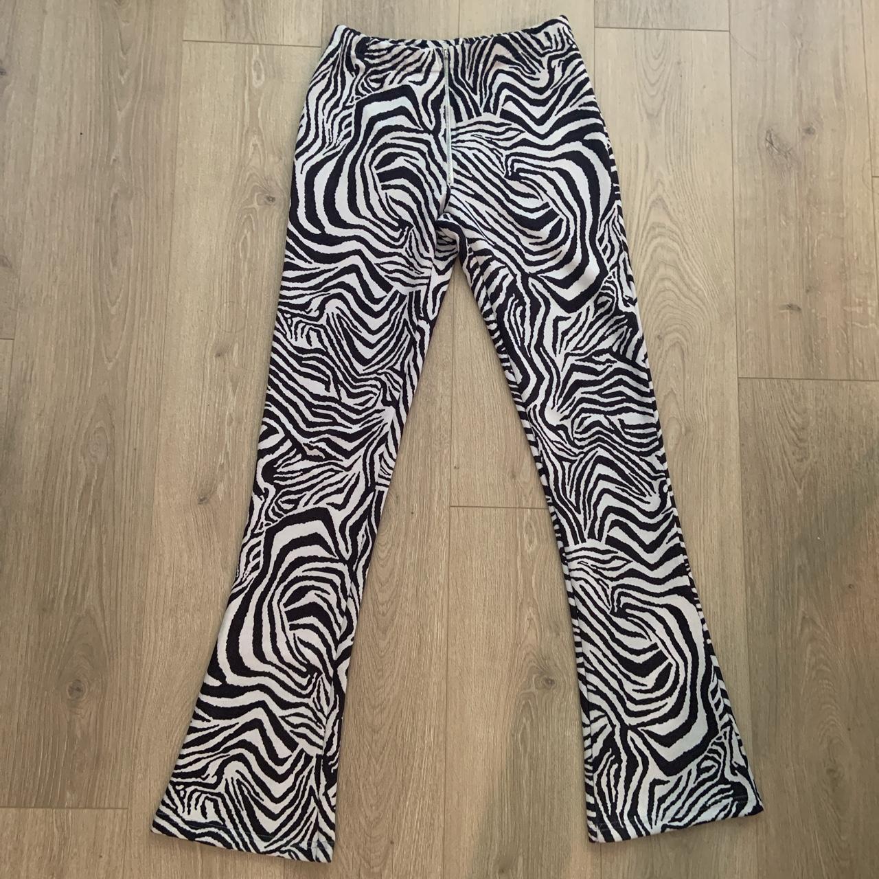 Zebra suede hi waisted zip front pants Zip front and... - Depop