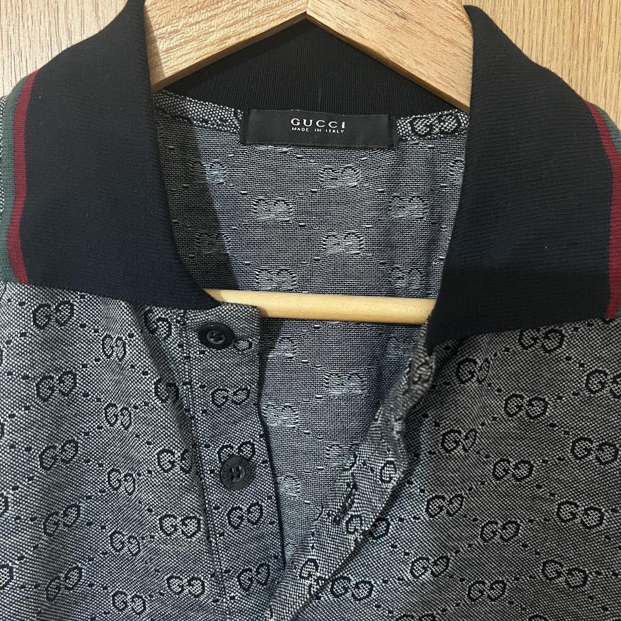 Gucci Men's Grey and Silver Polo-shirts | Depop