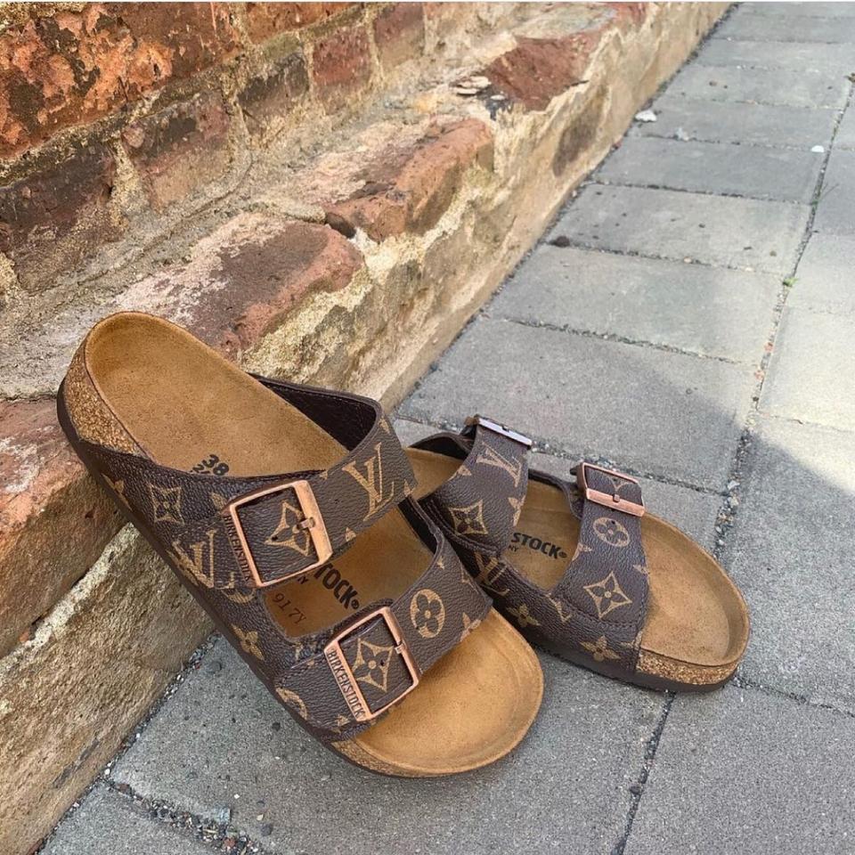 The making our custom Upcycled Birkenstocks… made with 💯% authentic  recycled Louis Vuitton and or Gucci canvas. Designed and created by  PurseRehab🖤Please, By Purse Rehab