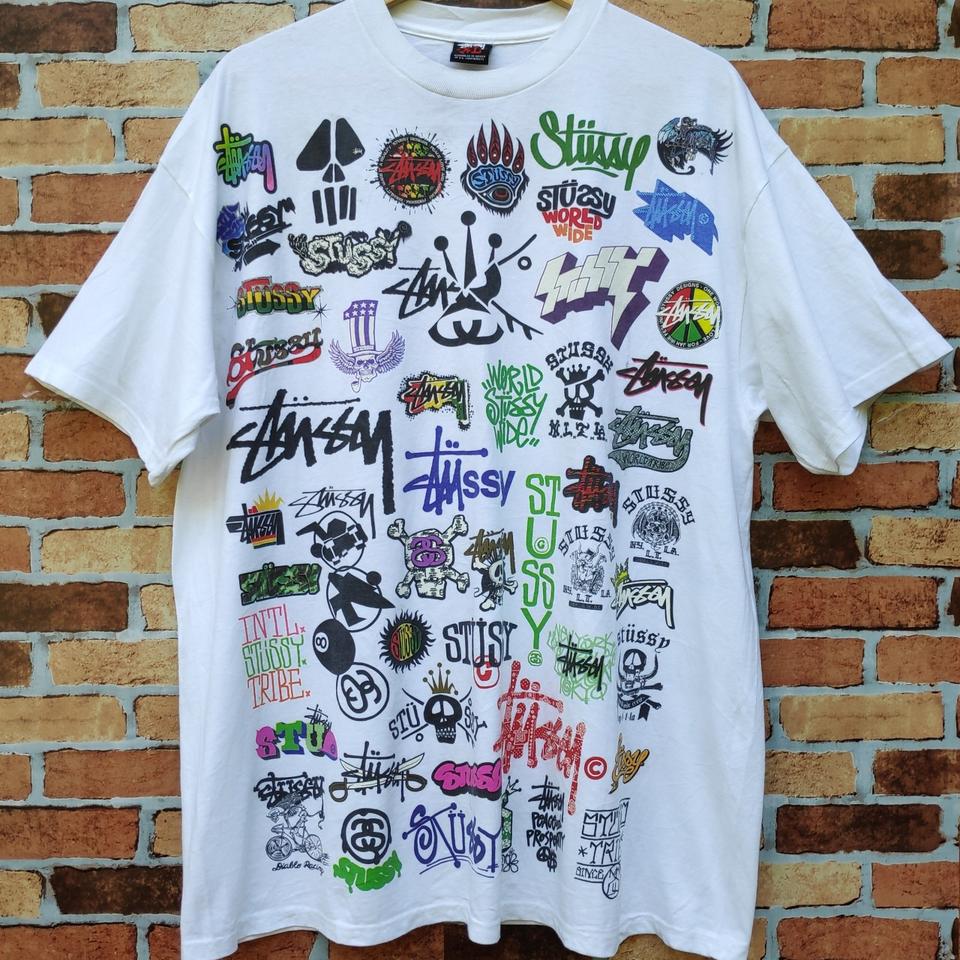 Extremely Rare❗️Vintage Stussy All Logo Fullprint - Depop