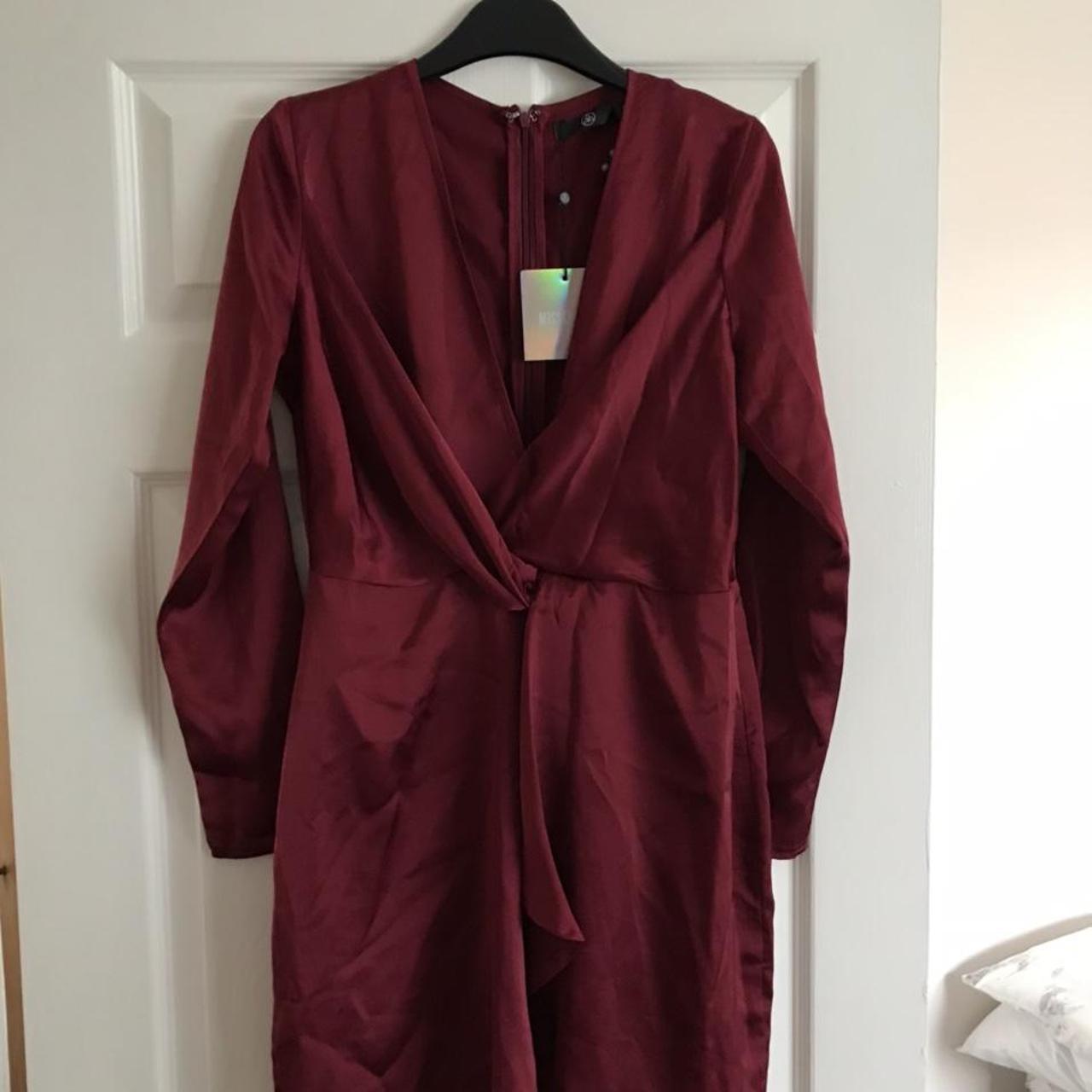 Miss Guided Burgundy Satin Dress Never Worn Party Depop