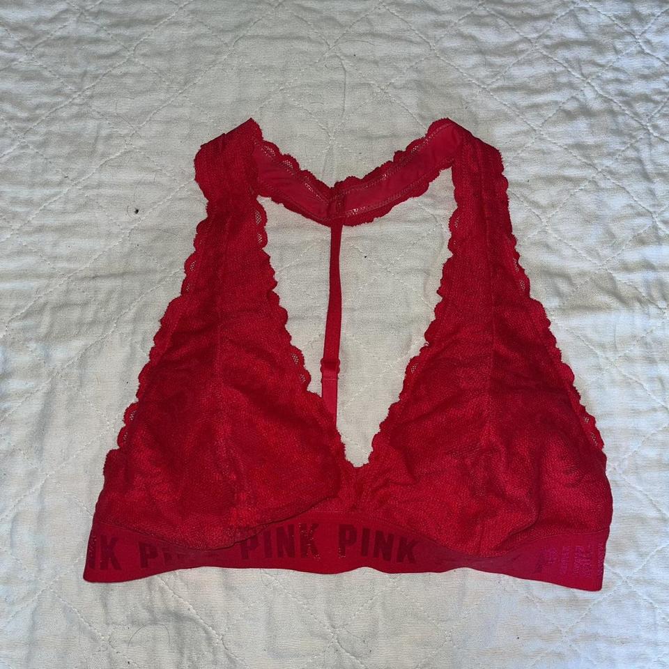 Red and burgundy 34C bra set, super cute and comfy! - Depop