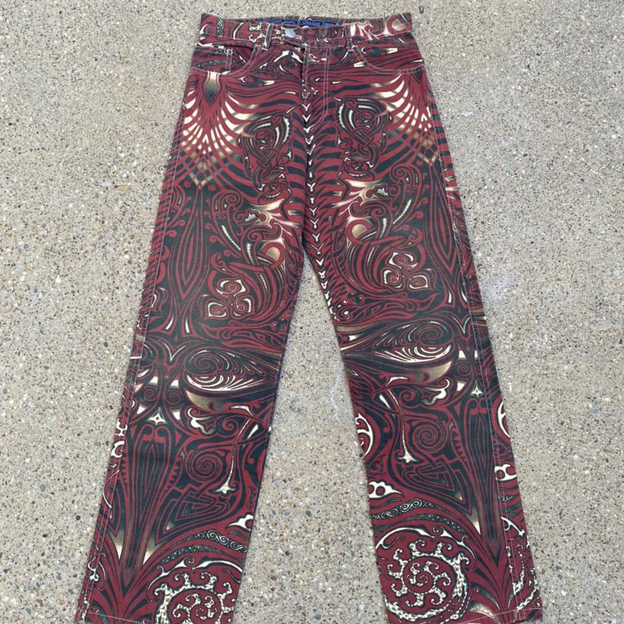 Gaultier Jeans Women's Burgundy and Black Trousers