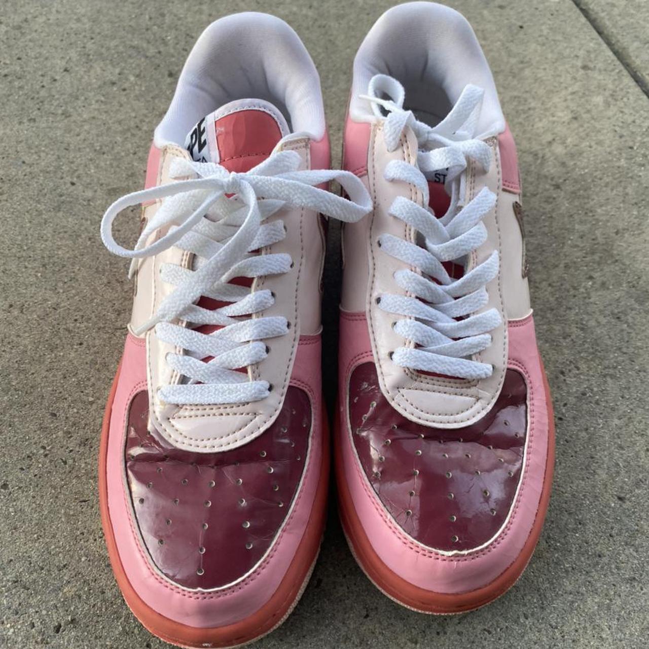 Vintage Bape FS-001 Low Pink / Red Y2K Sneaker Shoes... - Depop