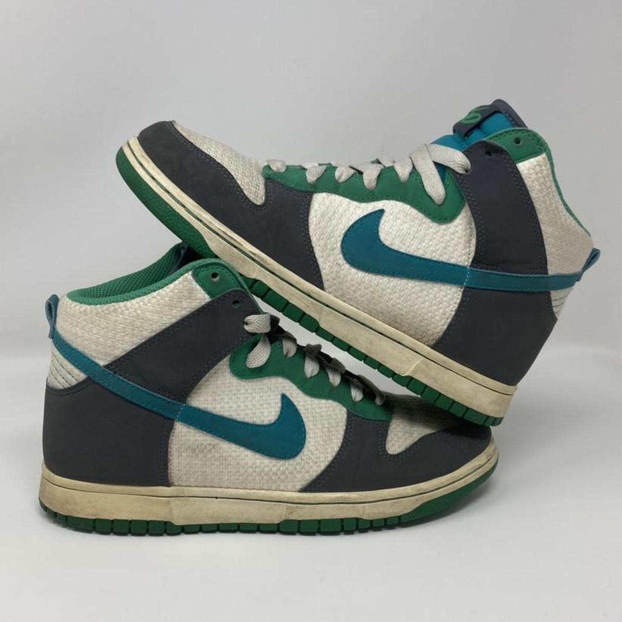 vintage nike dunk high green / tartan woven beige /... - Depop