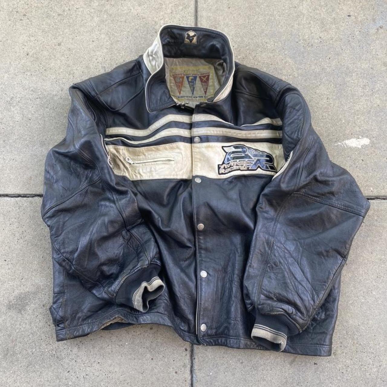 Avirex Leather Jacket Vintage Size 5XL Flight USA... - Depop