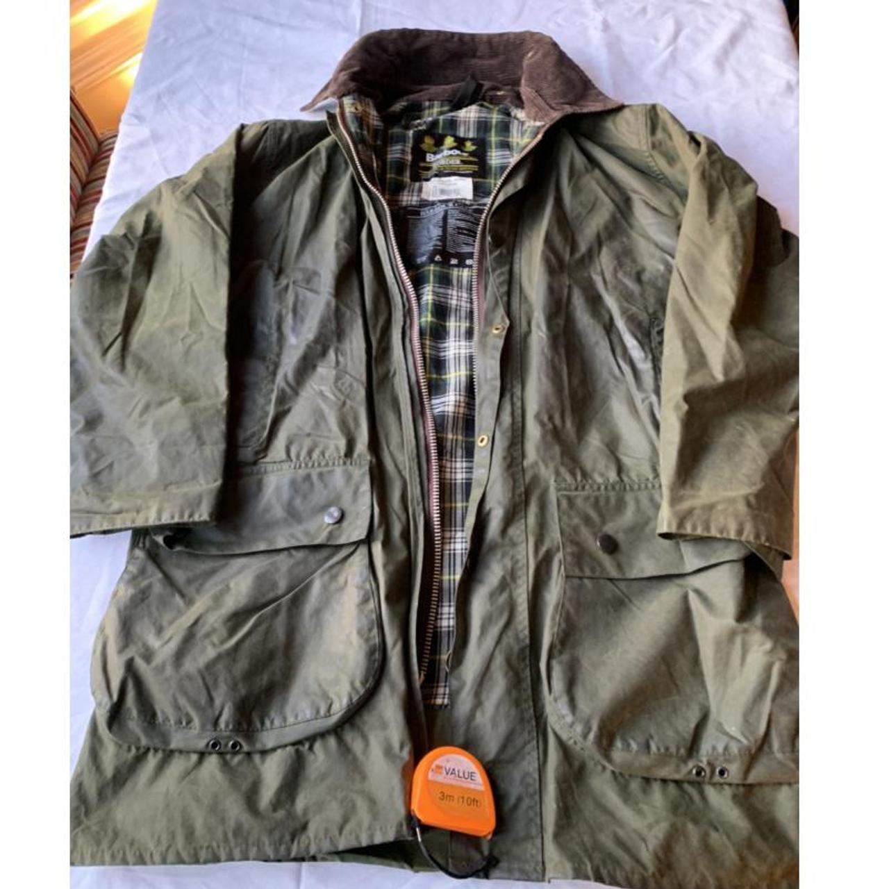 Classic Barbour waxed cotton Border jacket in sage... - Depop