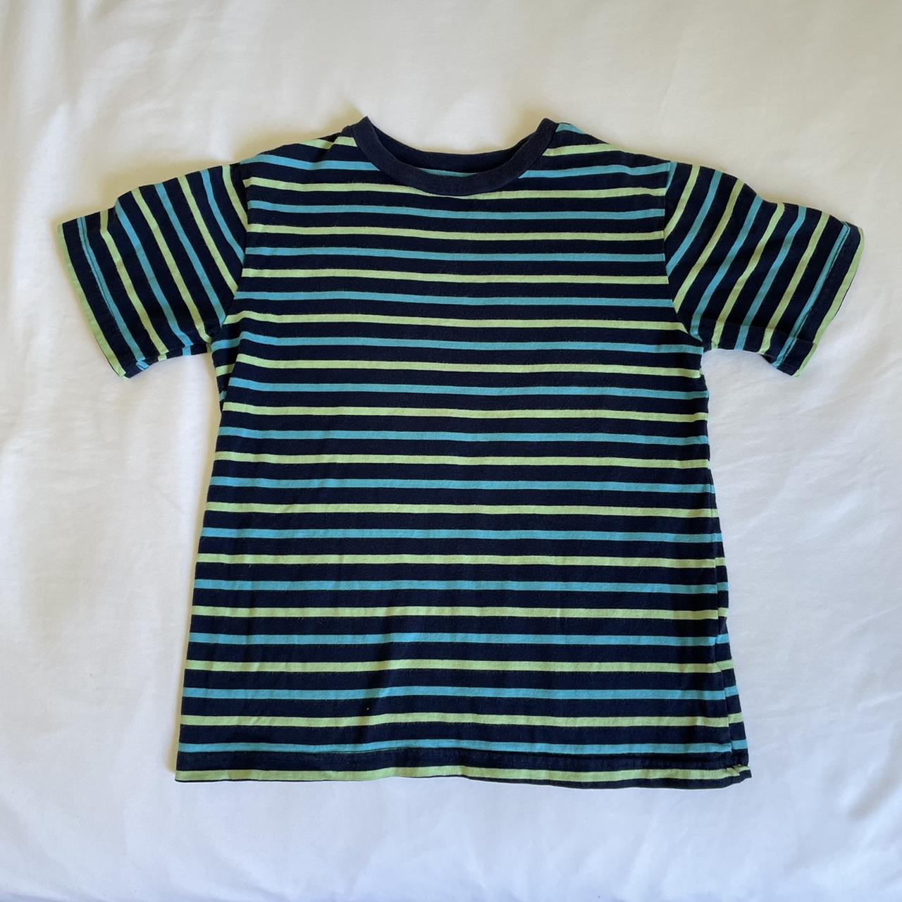 Green & Blue Striped Baby Tee 💚 Is A Cropped Style... - Depop