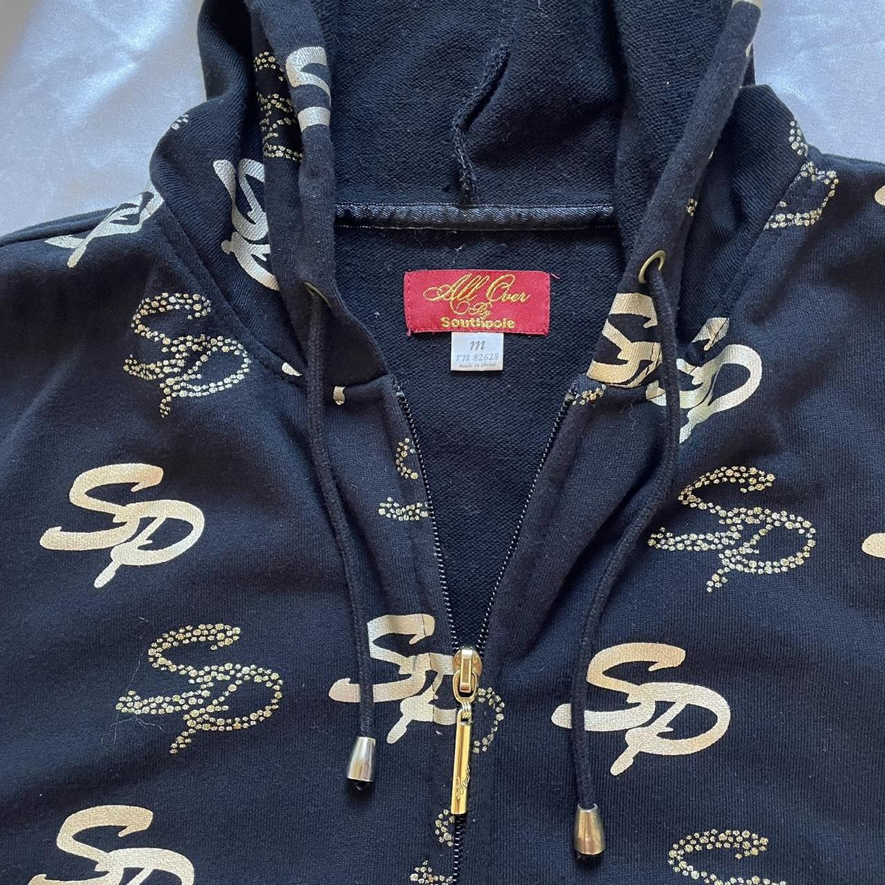 Y2K Southpole Gold & Black Zip-Up Hoodie Sweater 🖤... - Depop