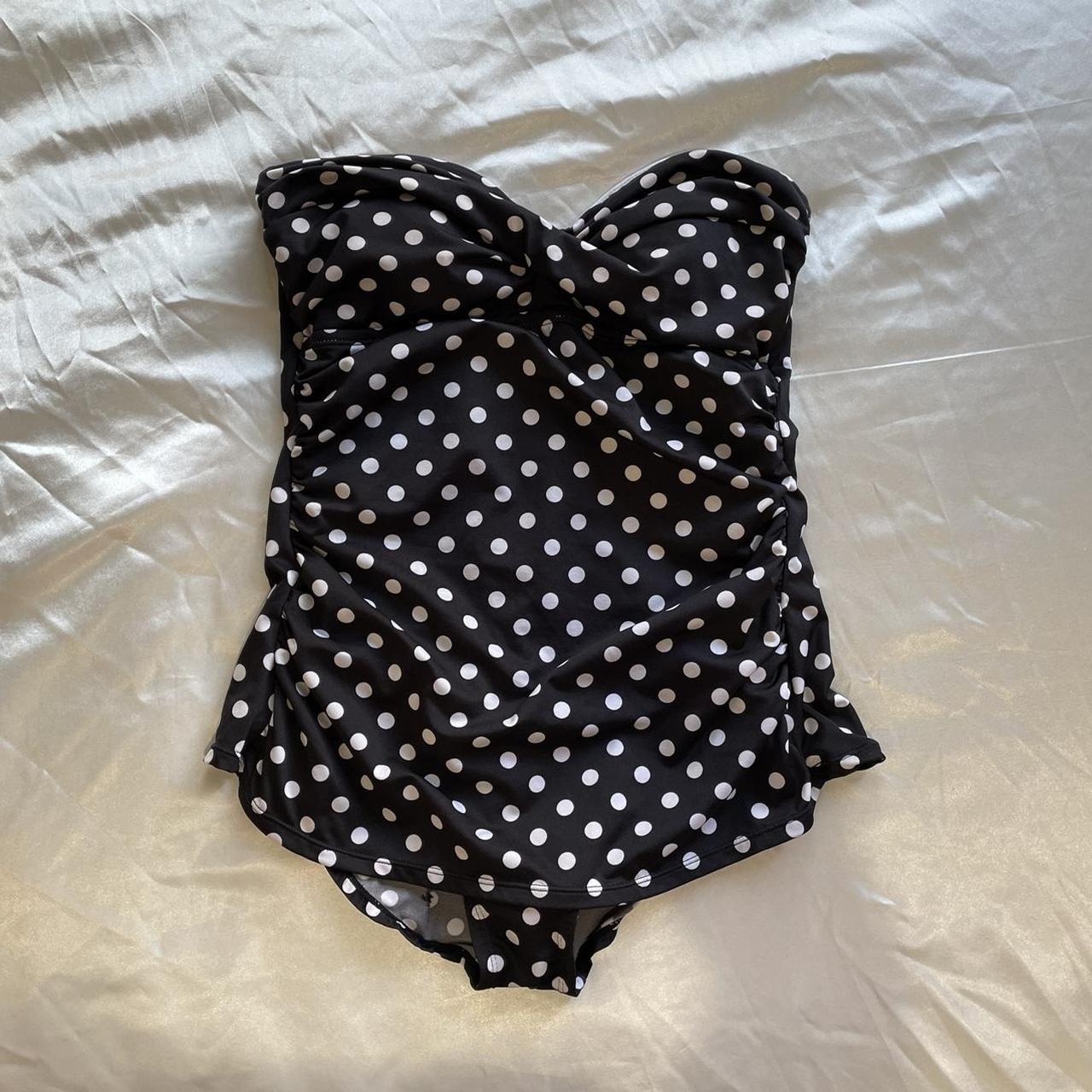 Merona Women's Black and White Swimsuit-one-piece | Depop