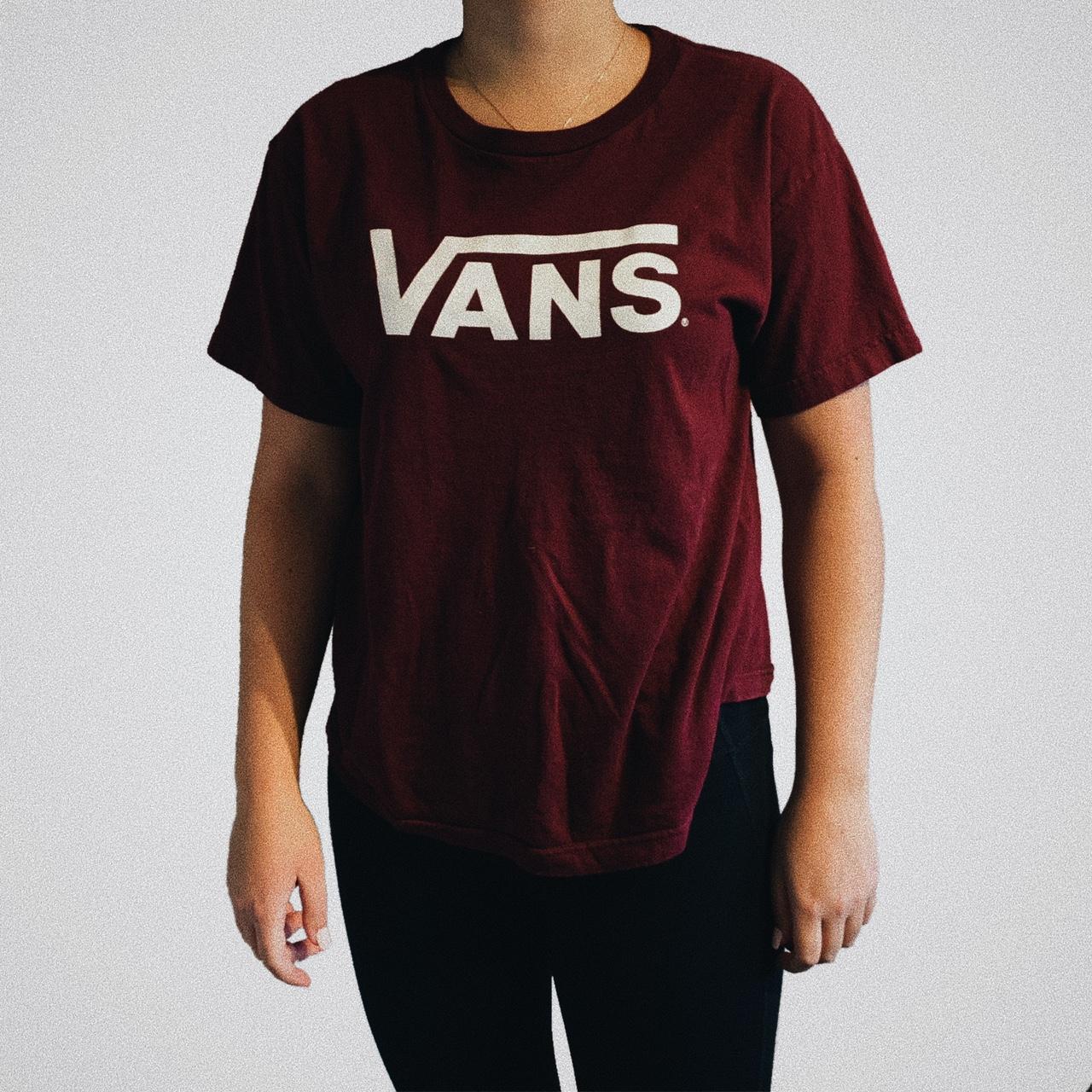 Burgundy and white vans hot sale shirt