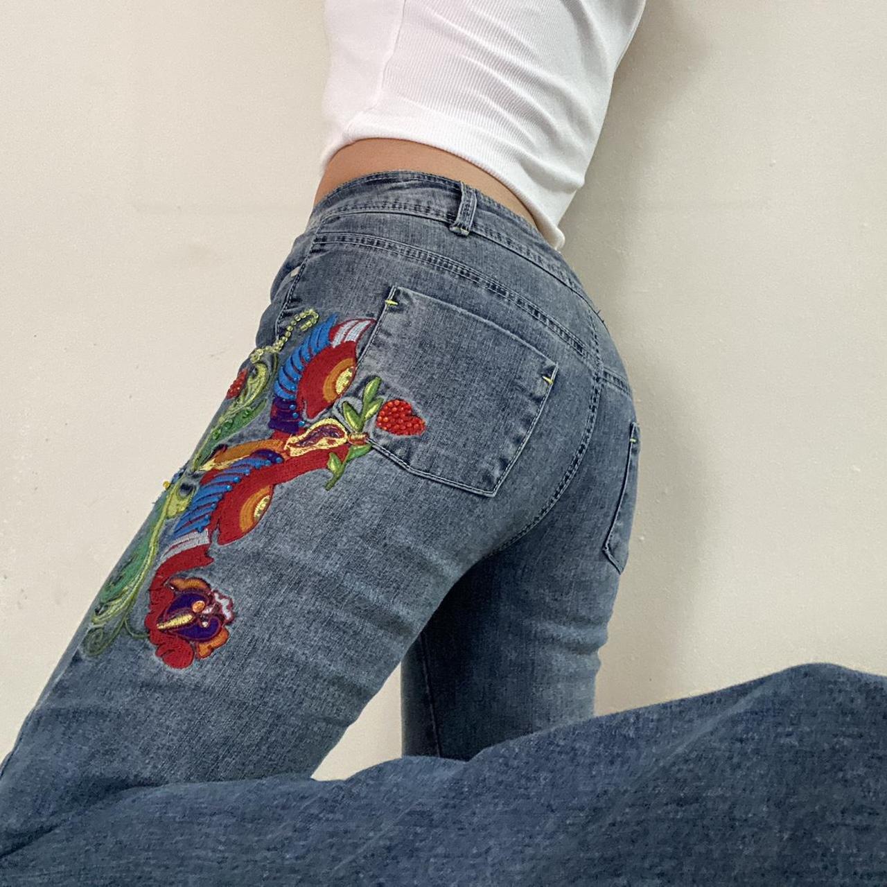 Y2K embellished low rise jeans by JouJou 🍒 Super - Depop