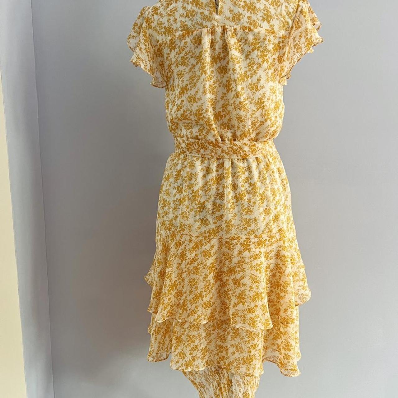 MINKPINK yellow floral midi dress Size S - Depop