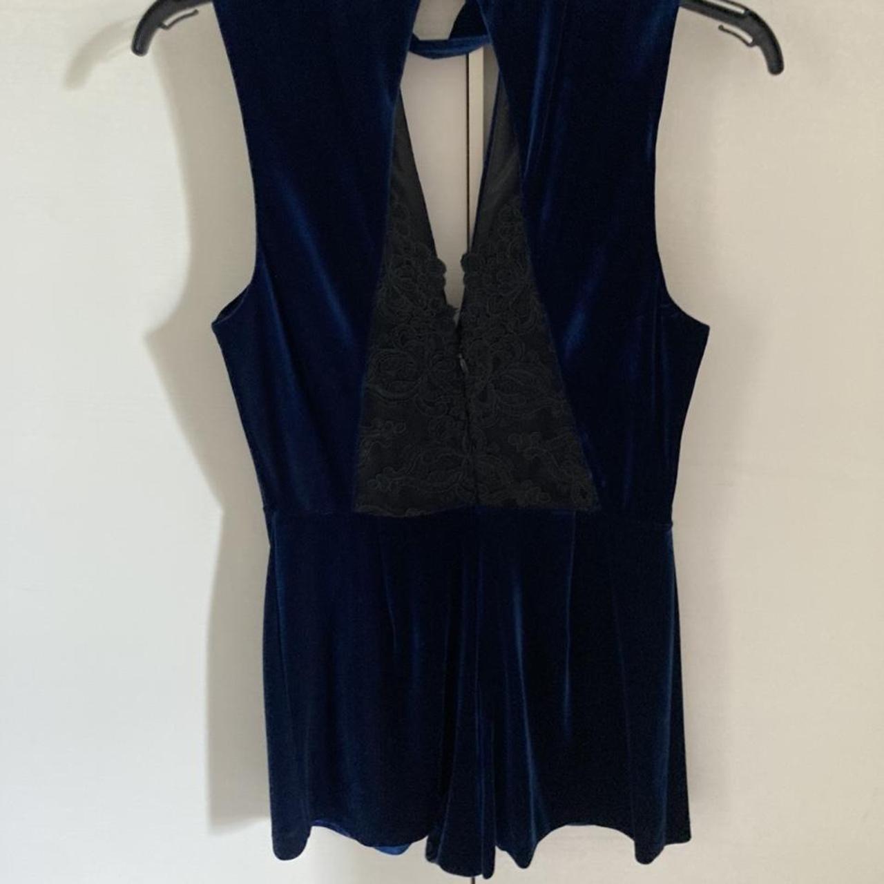 Crushed blue velvet jump suit #velvet #party... - Depop