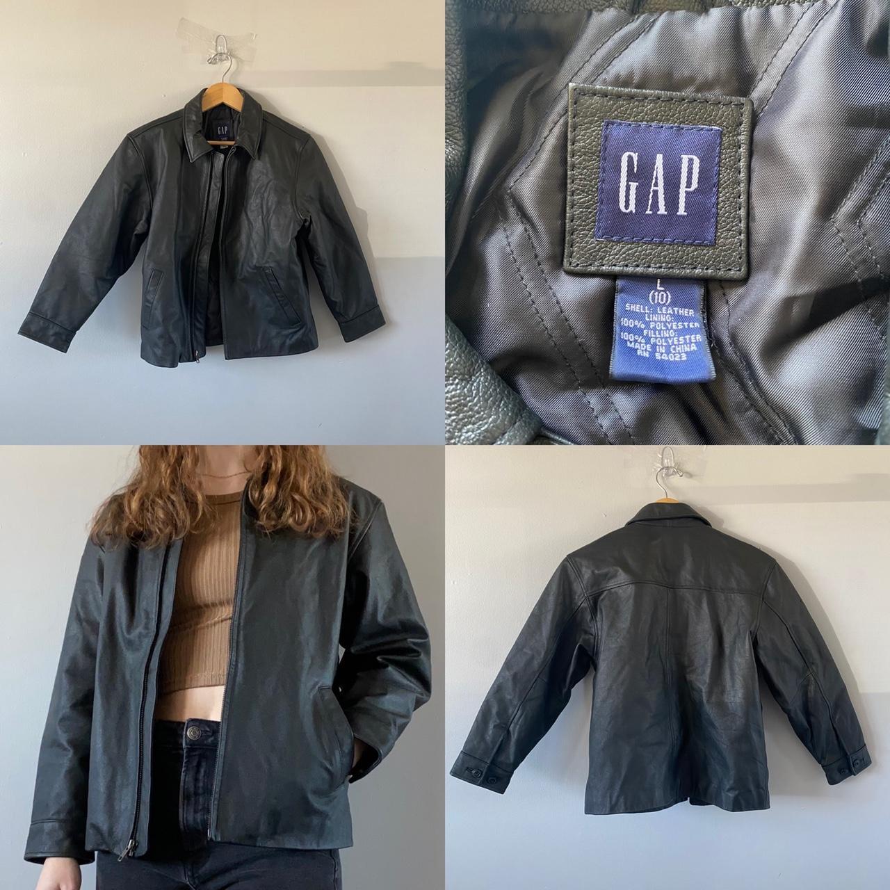 gap black leather jacket