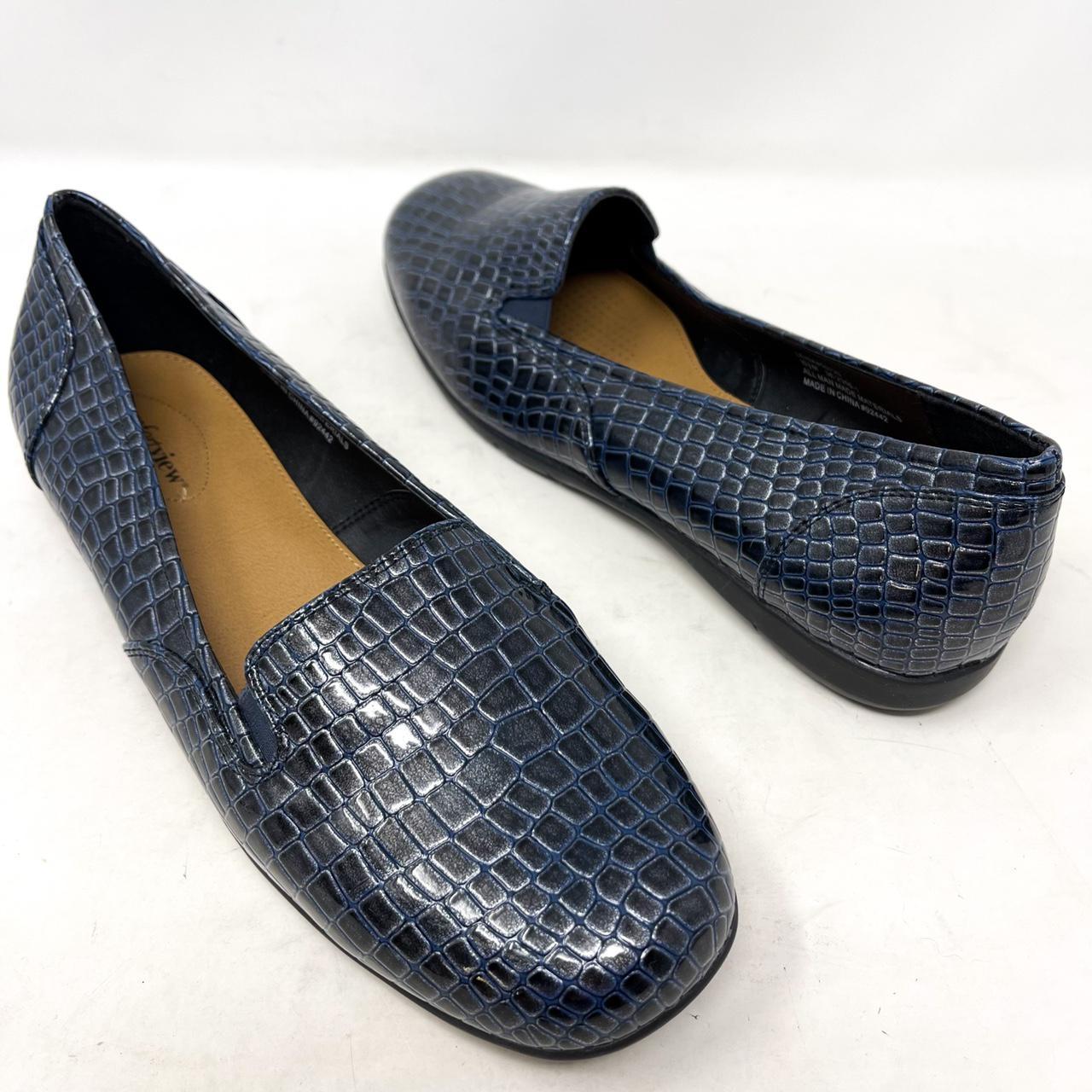 Comfortview THE LEISA FLAT Navy Croc Animal Print... - Depop