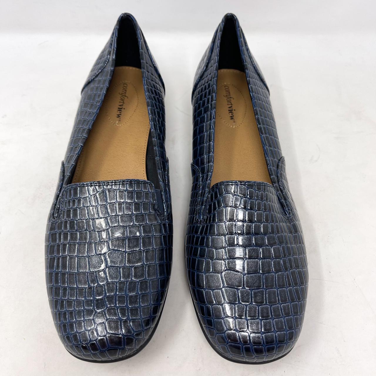 Comfortview THE LEISA FLAT Navy Croc Animal Print... - Depop