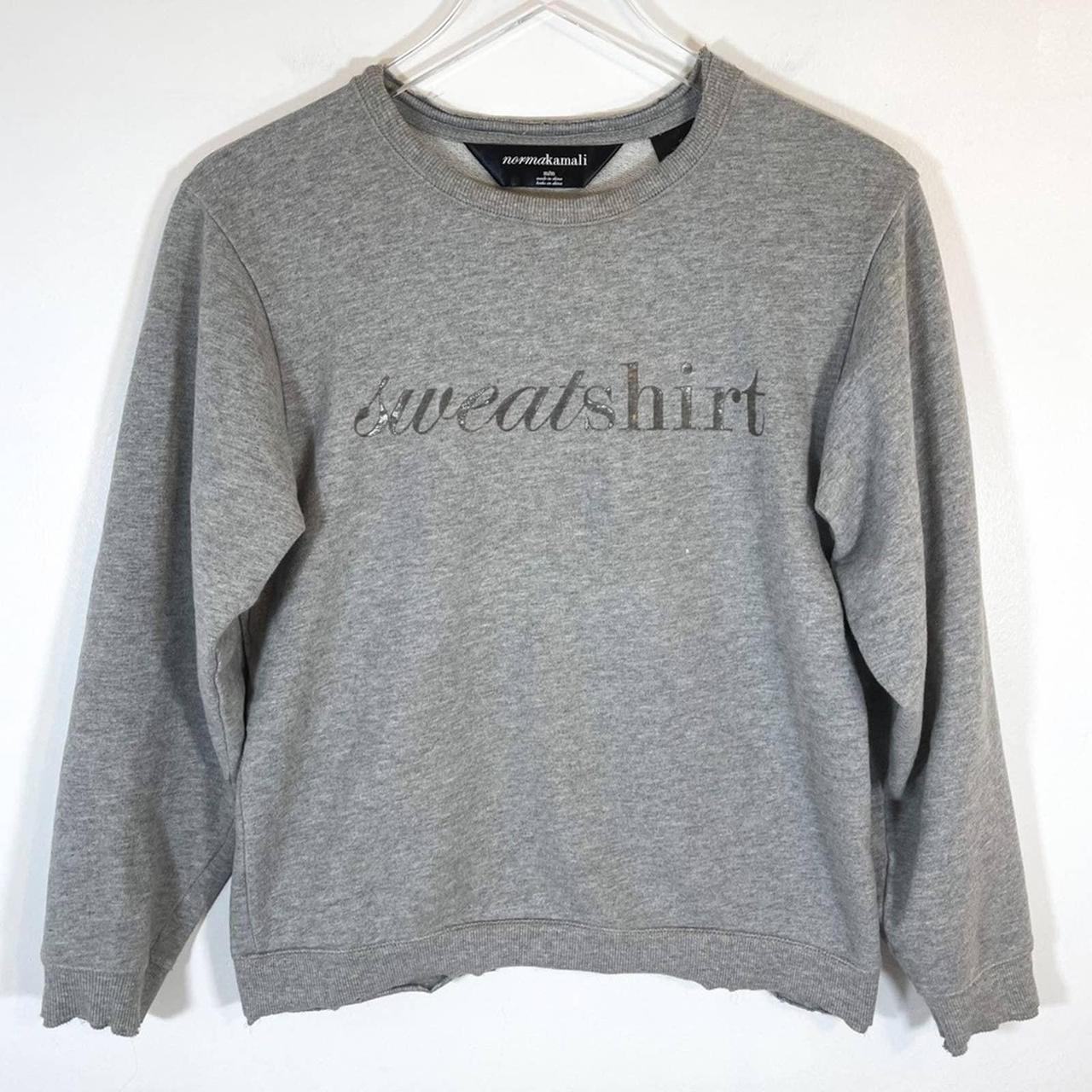 Norma Kamali Grey Long Sleeve “Sweatshirt” Crewneck... - Depop