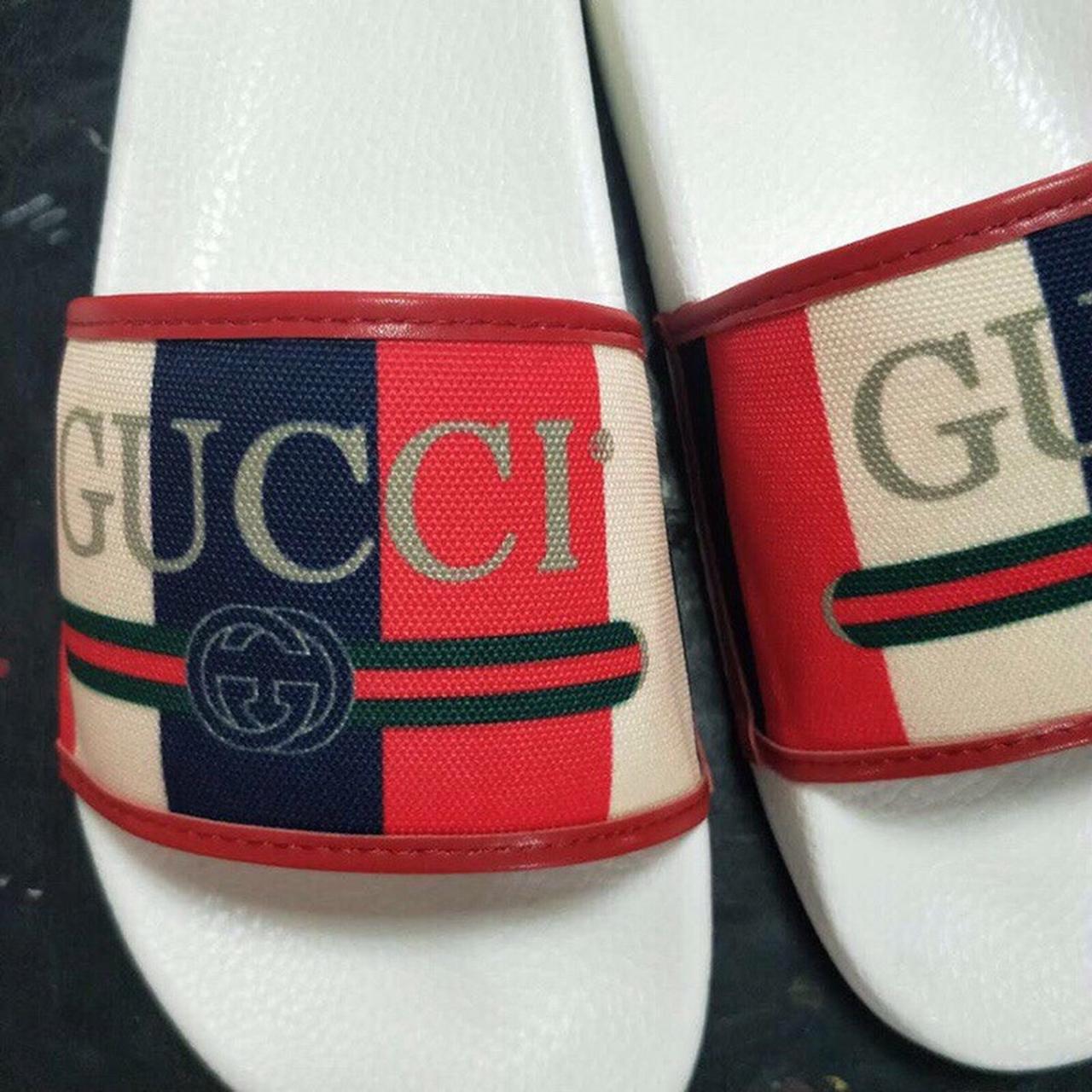 Blue red and sale white gucci slides