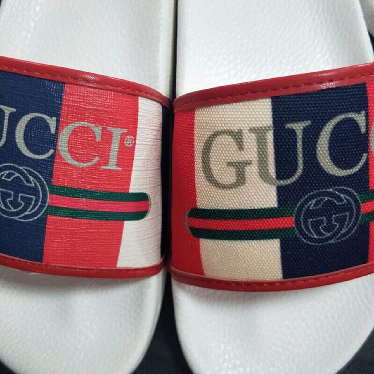 Blue red and hot sale white gucci slides