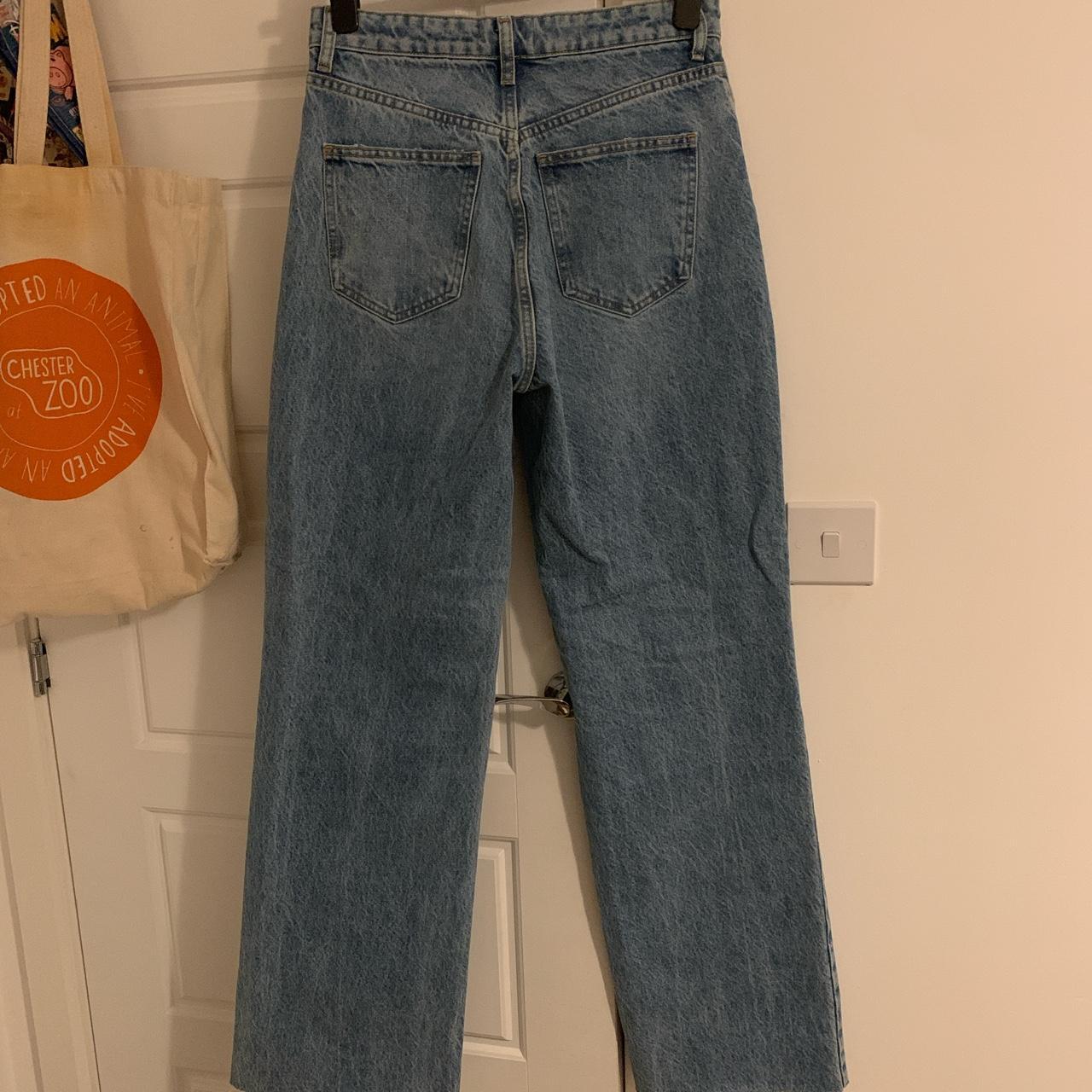 Zara wide leg full length blue jeans Size... Depop