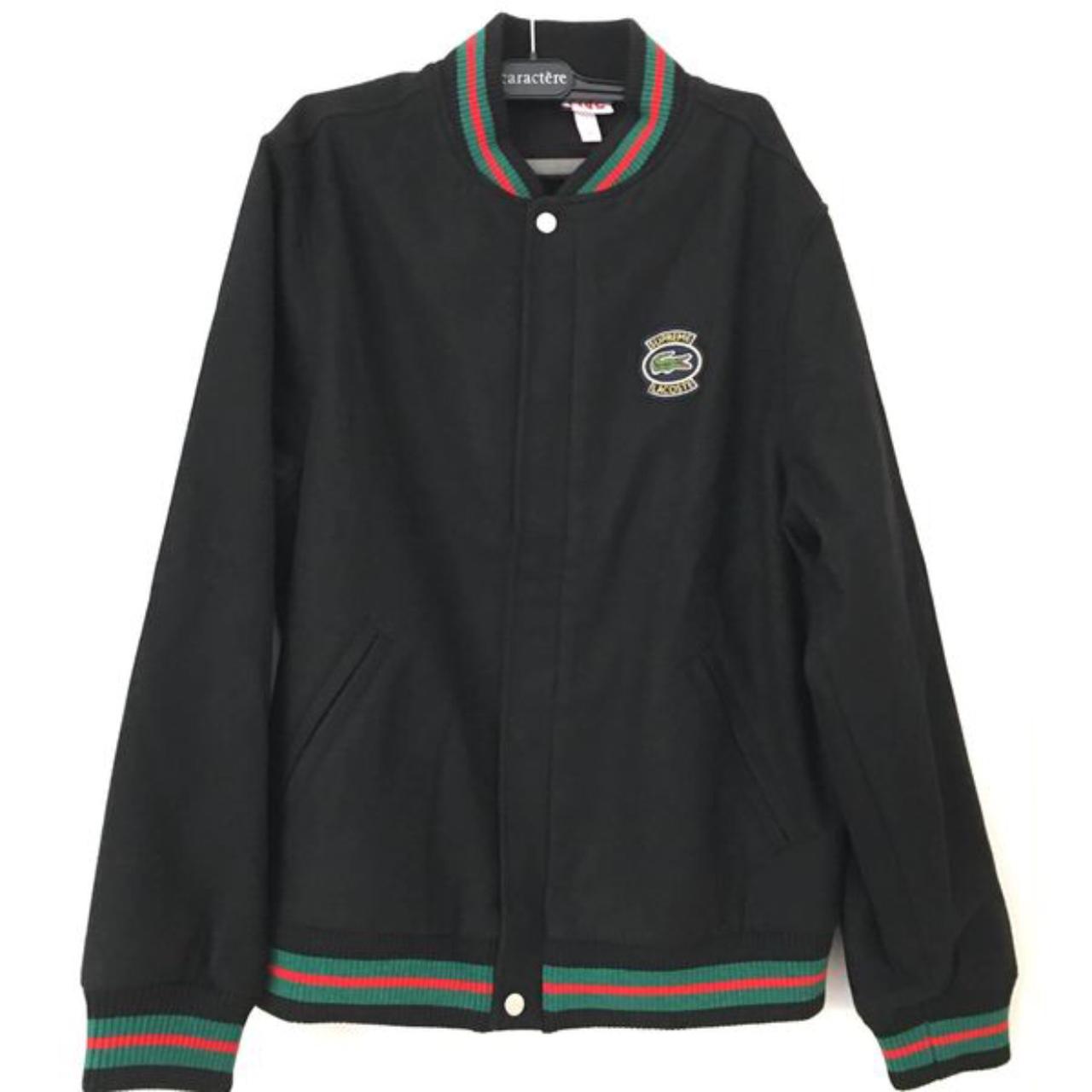 Supreme lacoste deals varsity jacket sizing