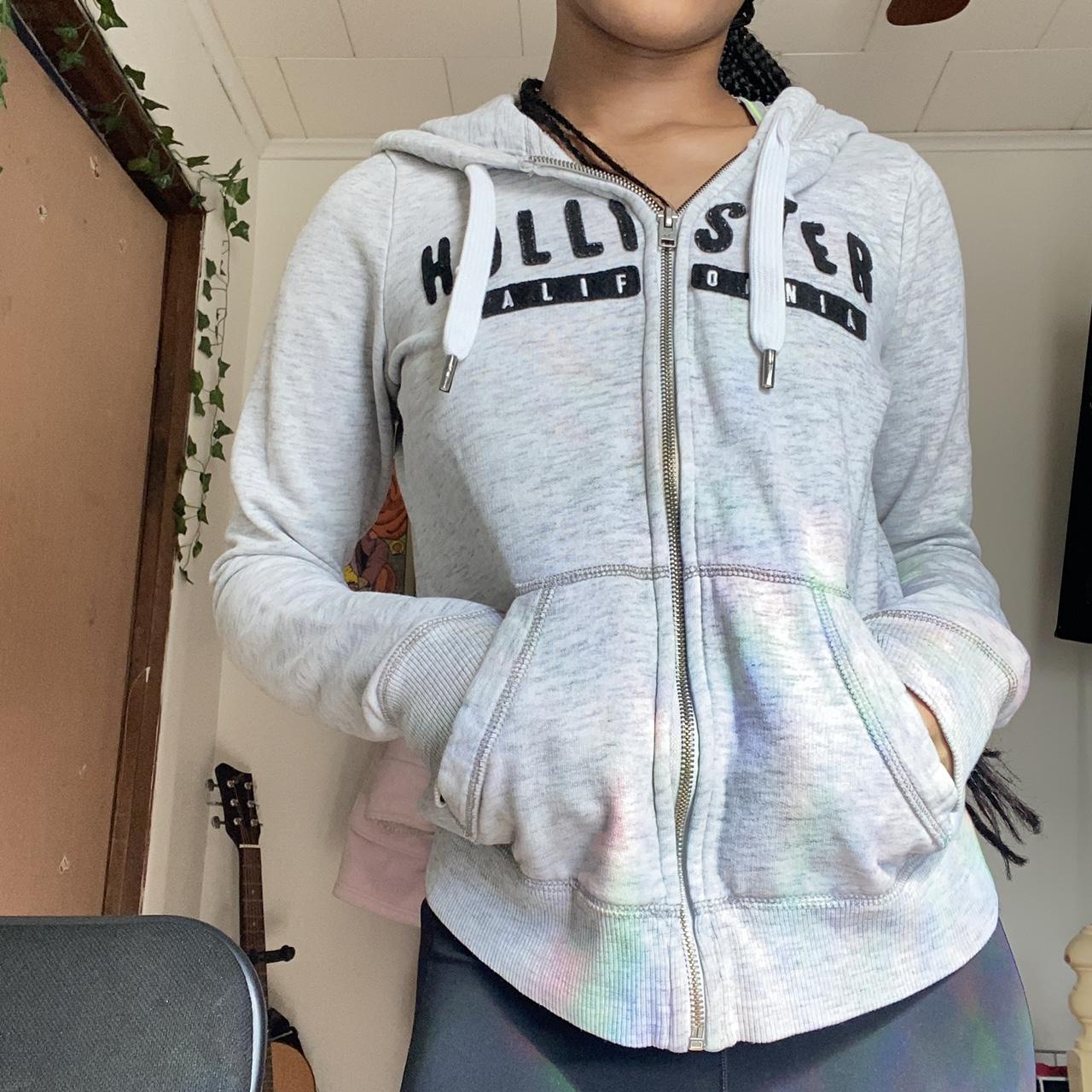 Gray Hollister zip up hoodie In good condition... Depop