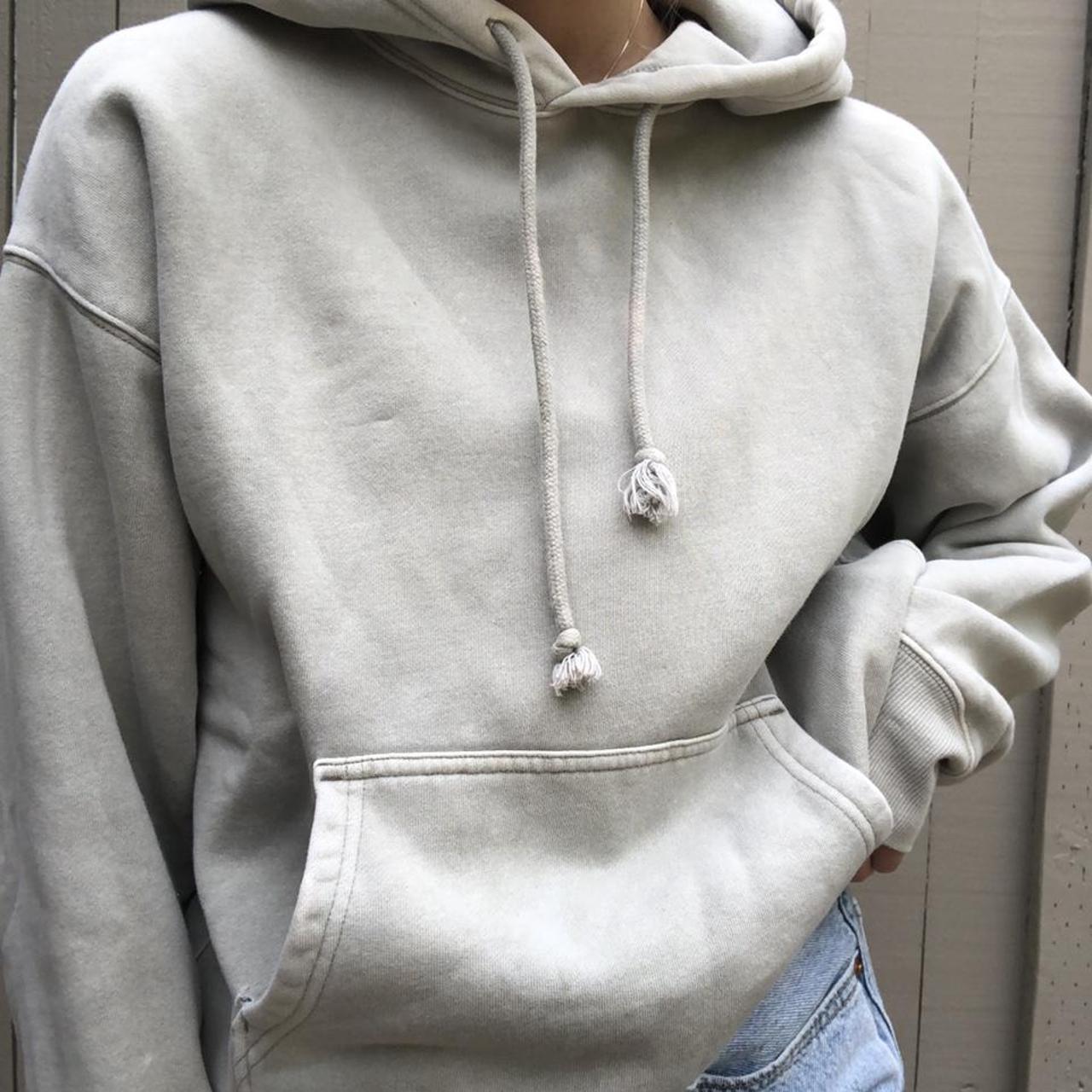 TNA (Aritzia) Comfy Hooded Sweatshirt (faded green... Depop