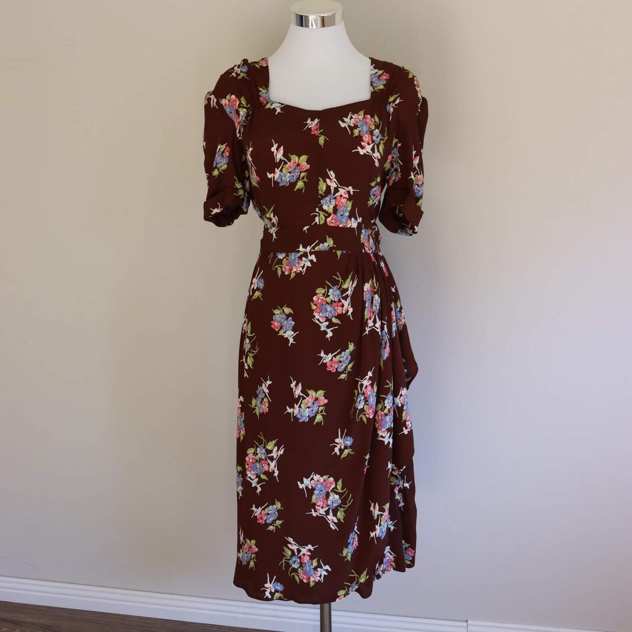 Seamstress of Bloomsbury Shelly Dress Brown Size... - Depop