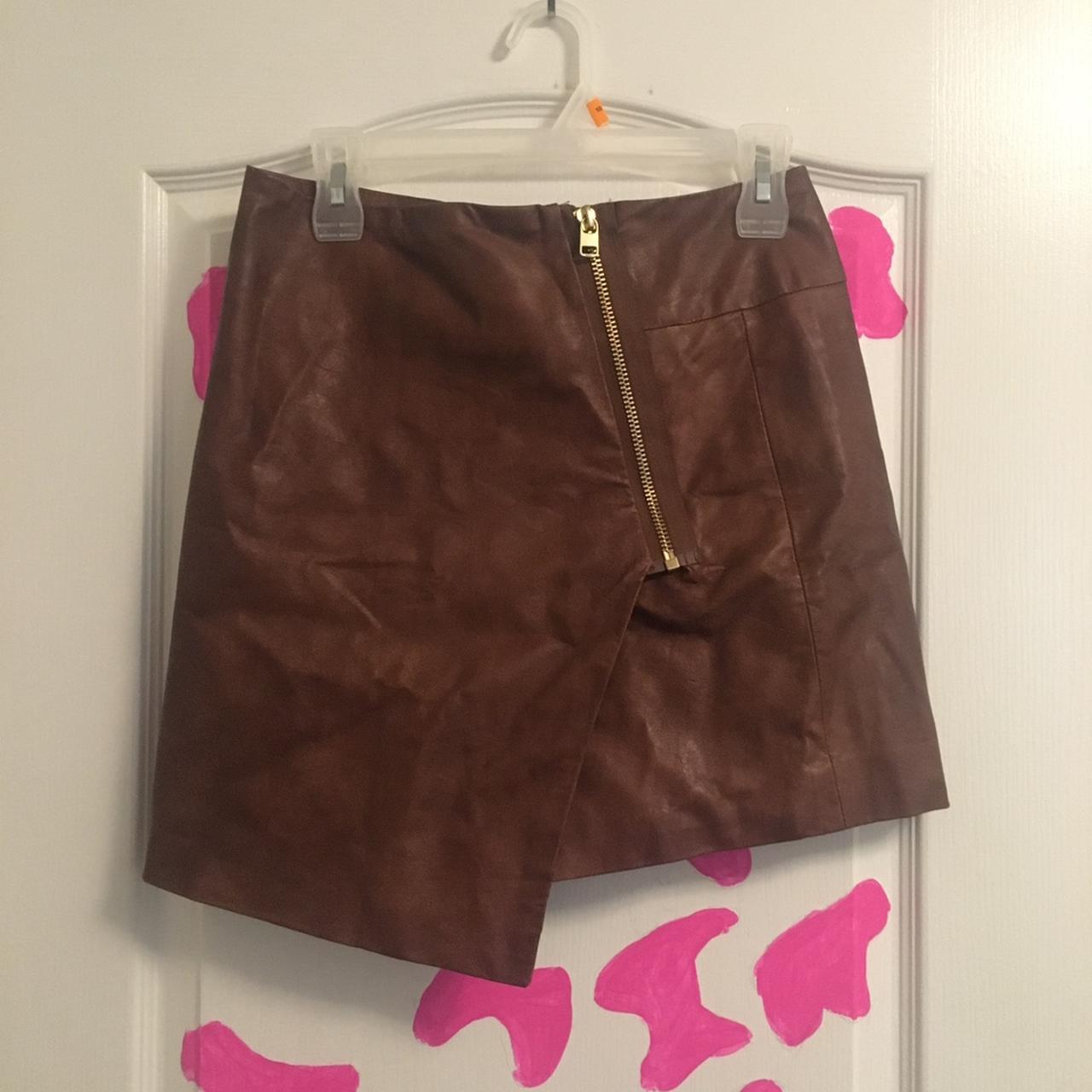 H&M leather skirt Super cute midwaist brown... Depop