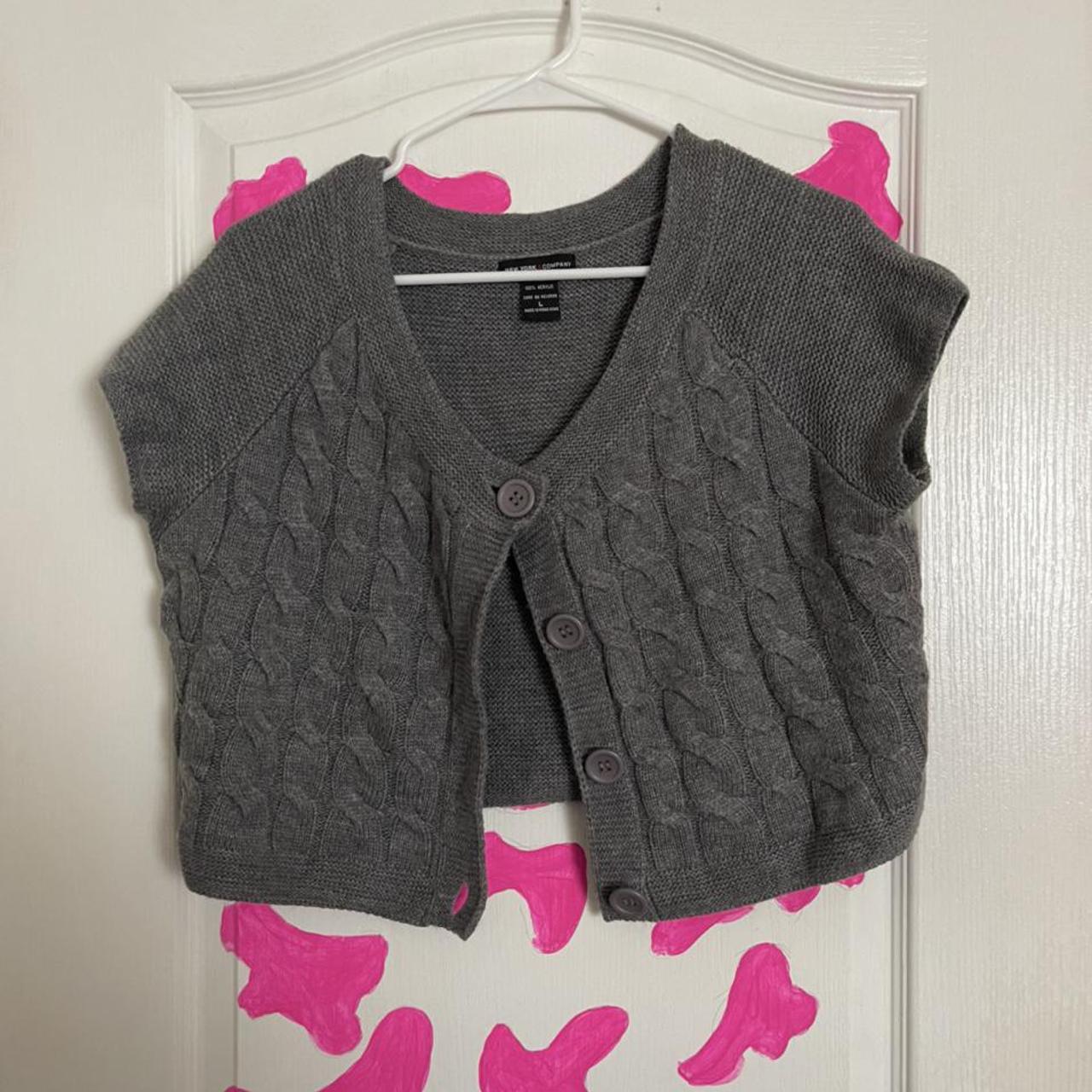 Grey button up sweater cardigan from New York and... - Depop