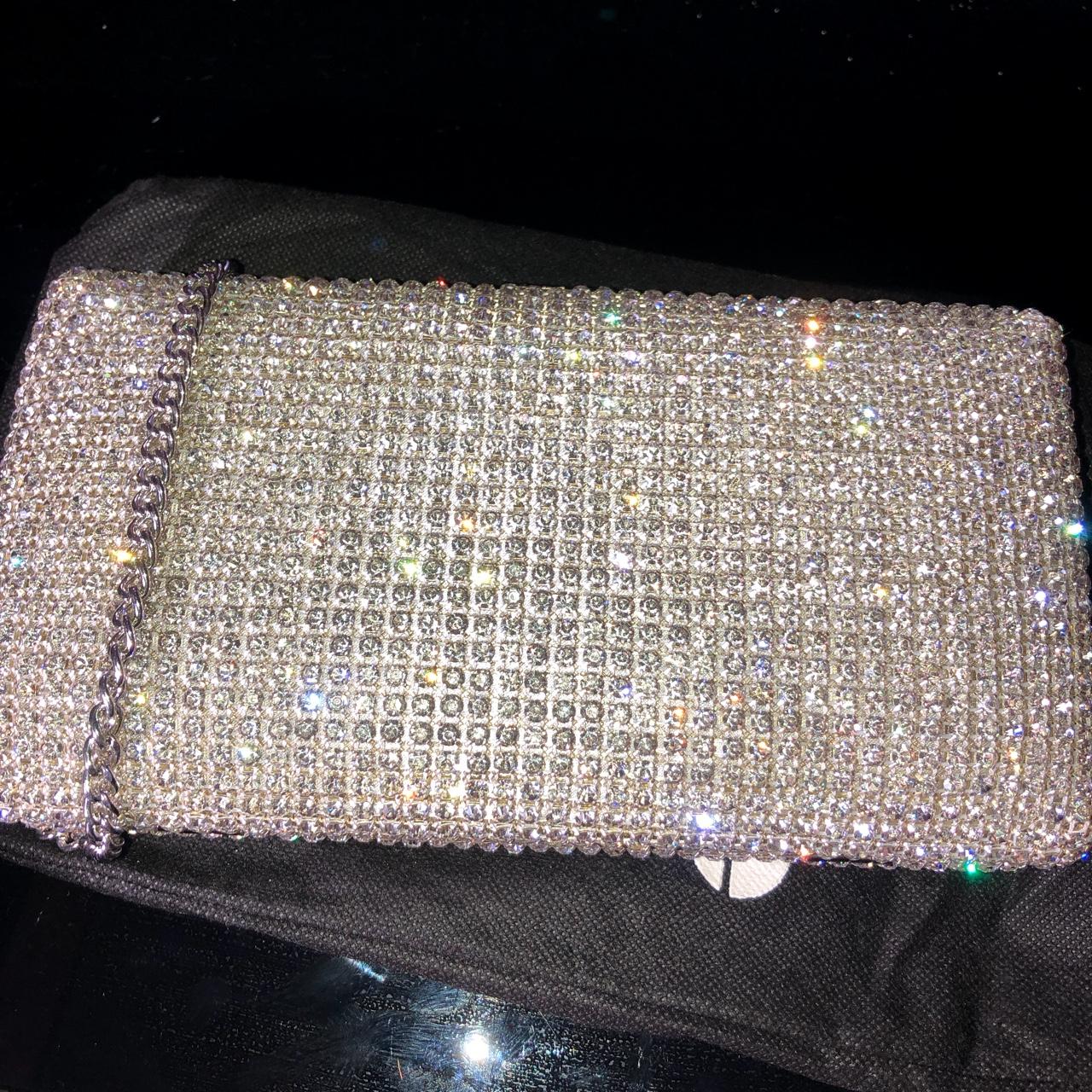 Dune silver discount diamante clutch bag