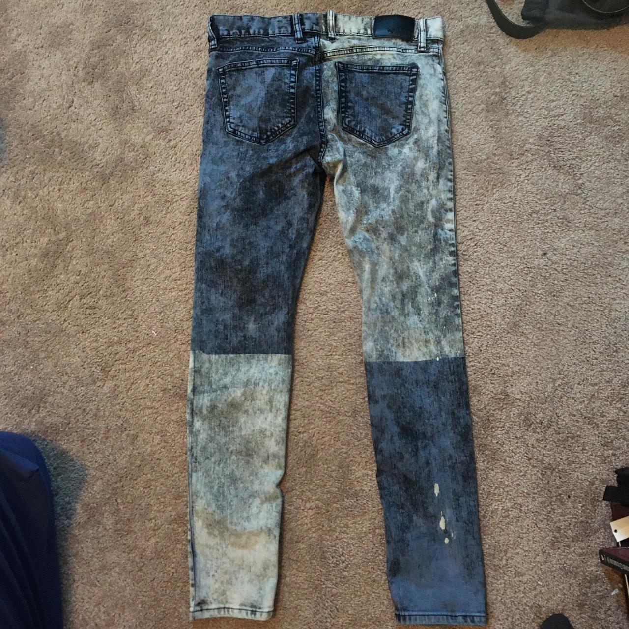 Custom bleached XXX Rude skinny jeans size... - Depop