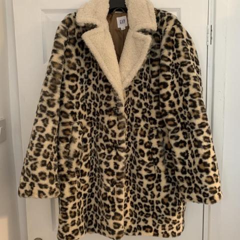 gap leopard faux fur coat