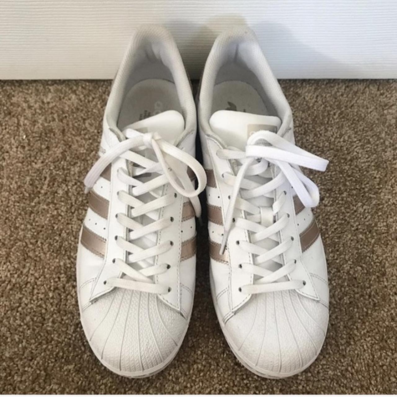 rose gold all star adidas, only worn once because... - Depop