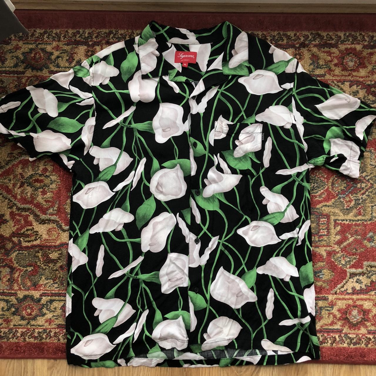 トップスsupreme lily rayon shirt ブラック グリーン - トップス