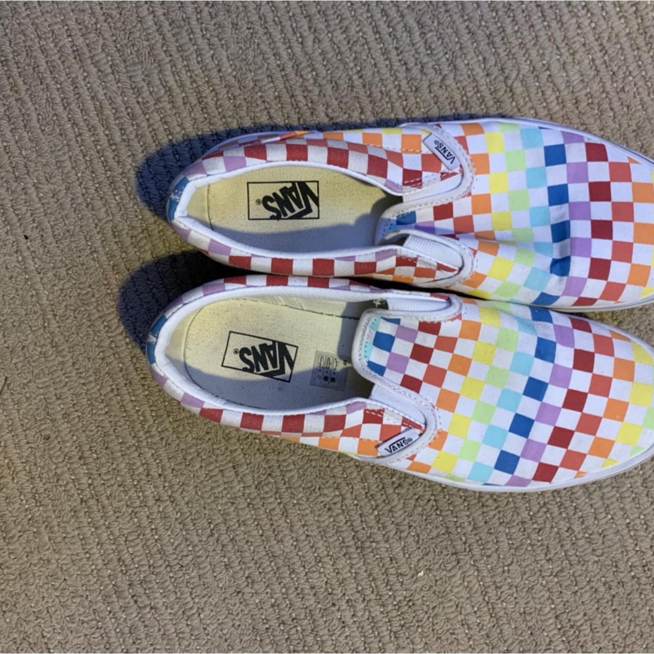 rainbow checkered vans size 7