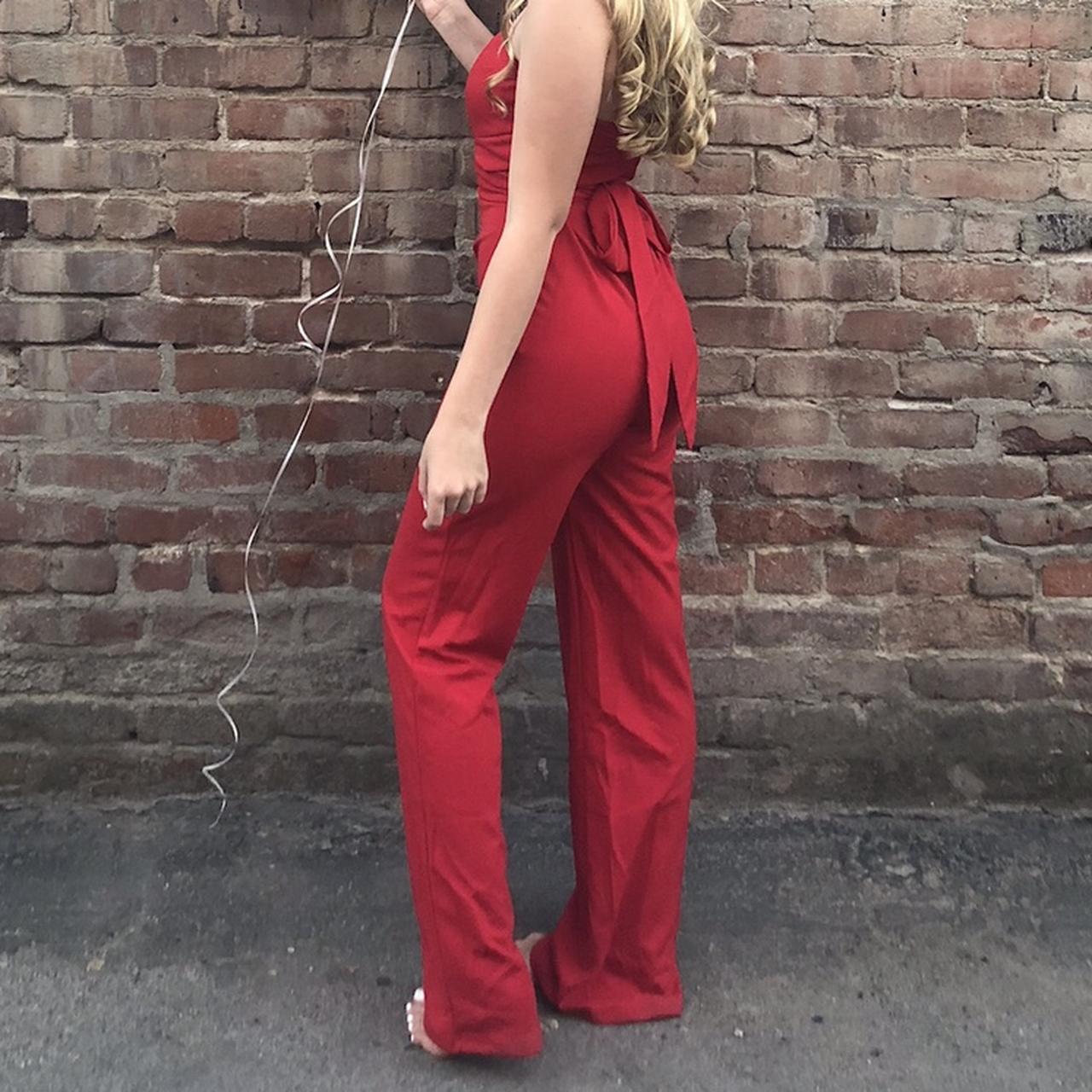 beautiful red jumpsuit from charlotte russe